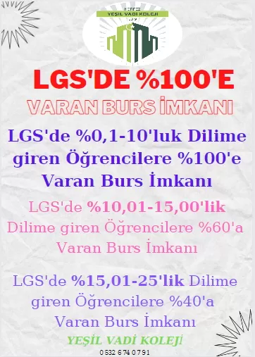 LGS SONUÇLARINA GÖRE 100'e VARAN BURS İMKANI